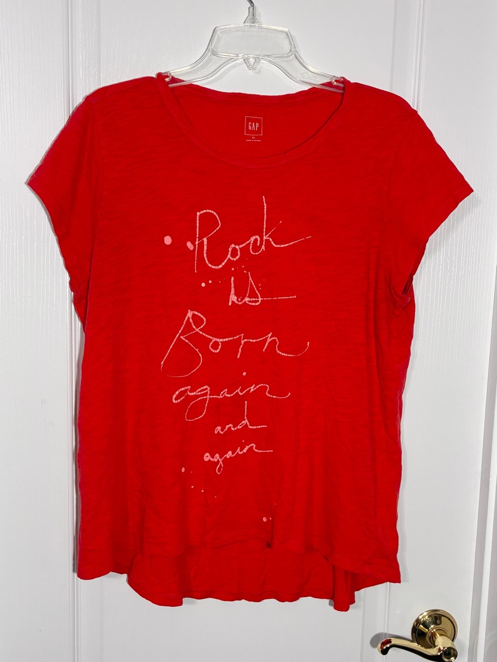 Gap Rock Is Born Again Graphic High Low T Shirt Tee Red Size XL